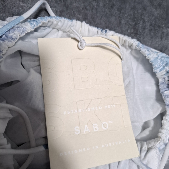 SABO SKIRT Amanda Mini Dress Size L US 8 100% Cotton With Eyelet Floral Babydoll - Picture 14 of 16